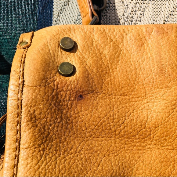 American Leather Co 3 Section Satchel Bag Purse in Light Tan - Picture 4 of 16